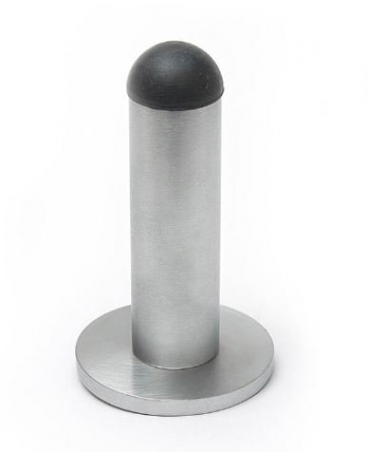 Wall Mounted Round Pole Door Stop - Satin Chrome