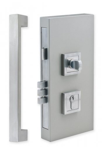 Regal Square Pull Handle & Lock Set - Stainless Steel